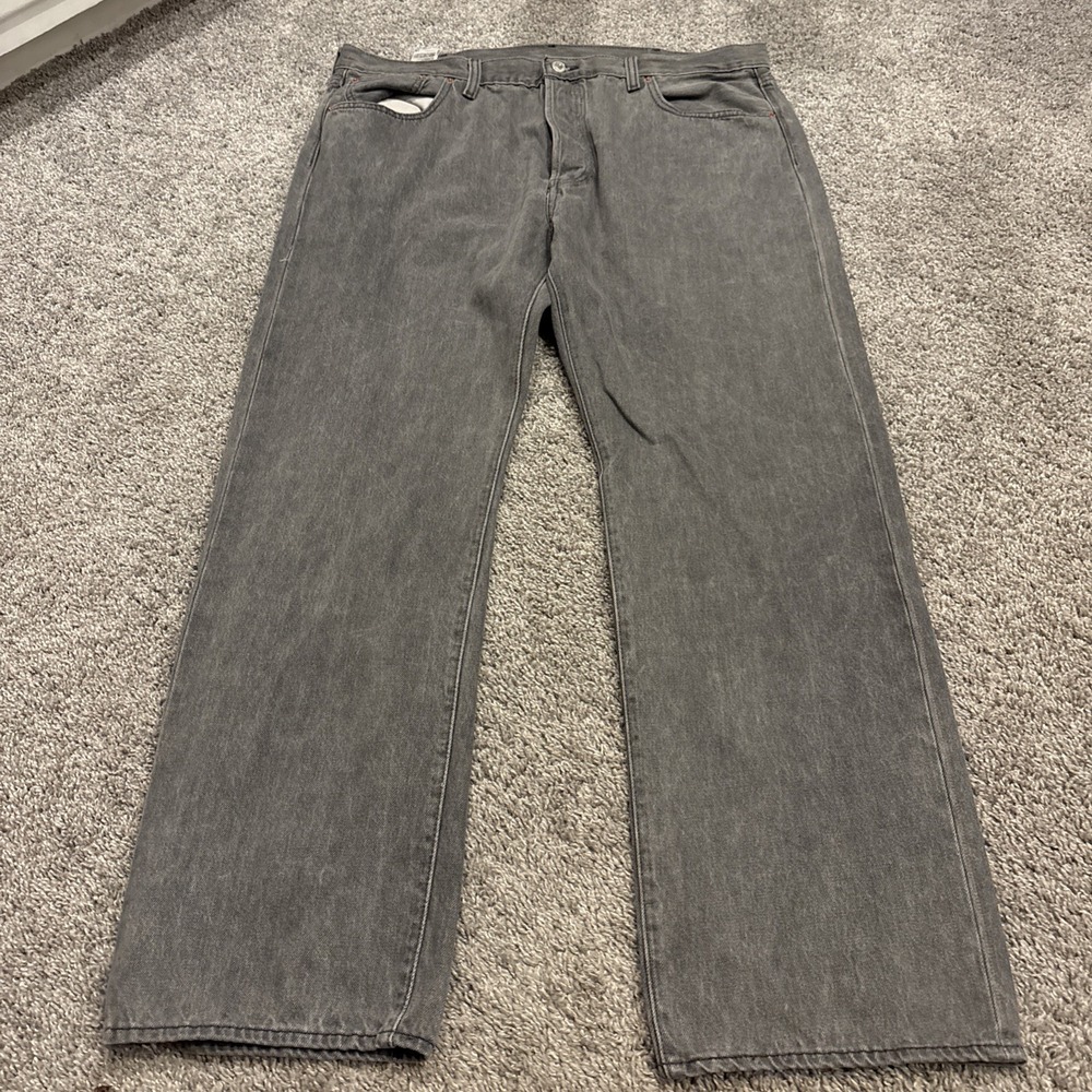 Levis 501 Big E Premium Jean Men 40x32 Gray Original Straight Leg Button Fly